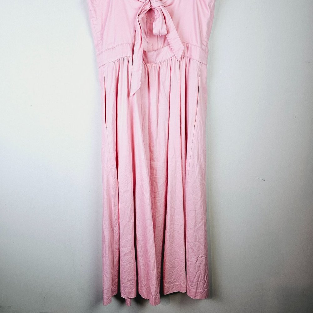 Madewell Pink Fleur Bow-Back Midi Apron Dress Sundress Button Hip Pockets, 2 - Picture 8 of 11